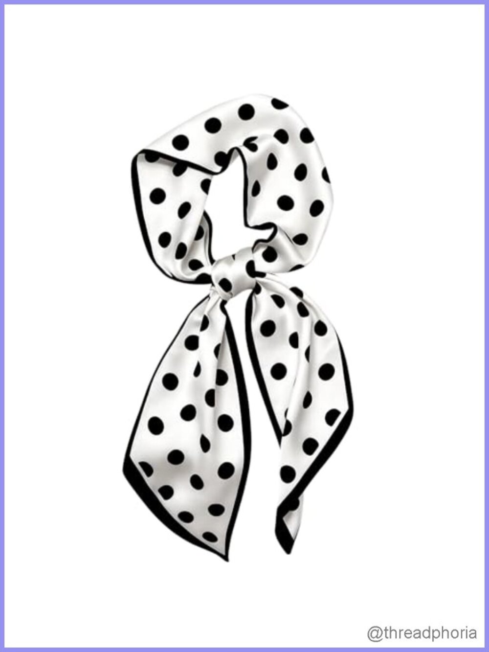 Women's Polka Dot Skinny Scarf Long Versatile Bandana Bag Accessory